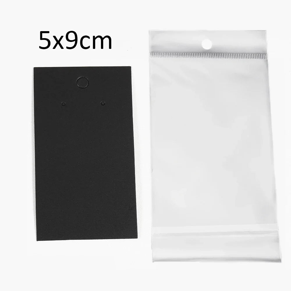 50 Sets Earring & Necklace Display Cards with Self-Seal Kraft Paper Bags – DIY Jewelry Packaging