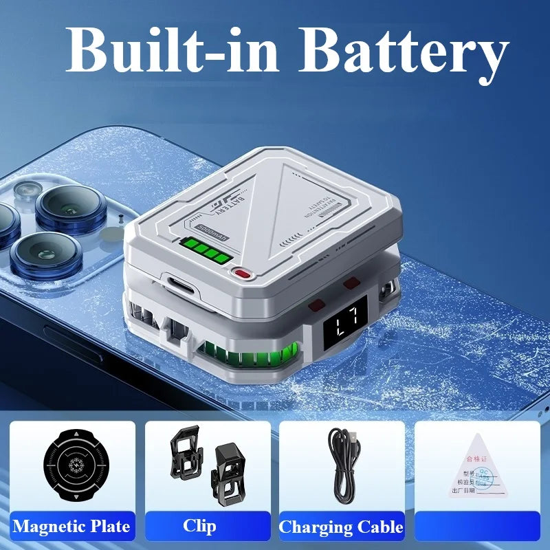 TH10 Semiconductor Phone Cooler – 4800mAh Ice Cooling Radiator with Magnetic & Clip-On Design, Adjustable Gaming Phone Heat Dissipation Fan