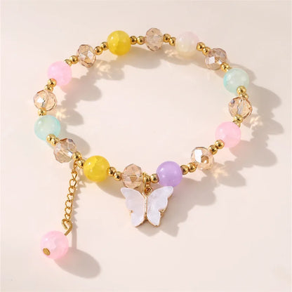 IFYOUOO Gorgeous Beaded Bracelet with Butterfly Pendant – Trendy Glass Beads, Dainty BFF Wrist Jewelry for Women