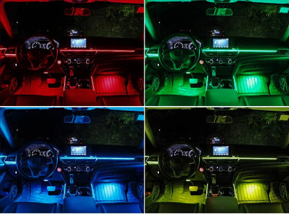 10/14/18-in-1 LED Car Ambient Lights – 213 64 Color RGB Bluetooth Rainbow Acrylic Strips, Atmosphere Lamp Kit 12V