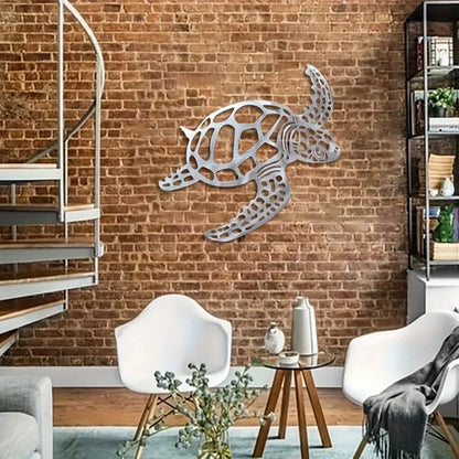 Metal Sea Turtle Wall Art – Beach-Themed Ornament for Indoor Living Room Decor & Wall Hanging