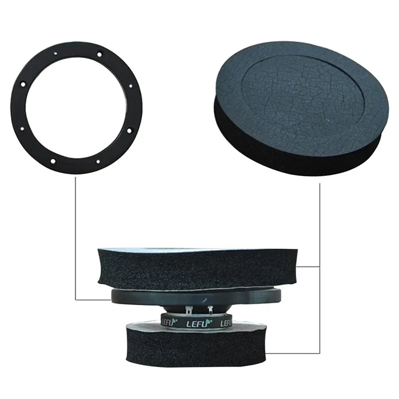 4PCS Car Speaker Sound Insulation Rings - Cotton Bass Door Trim, Soundproof Foam for 4/5/6.5 Inch Speakers, Universal Auto Interior Accessory