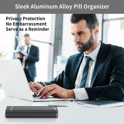 Serfeymi Metal 7-Day Weekly Pill Organizer – Travel Pill Case with Spare Gasket, Durable Medicine & Tablet Storage Dosette Box