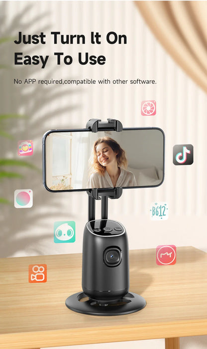 AI Smart 360° Gimbal with Auto Face Tracking – All-in-One Phone Holder & Video Stabilizer Tripod