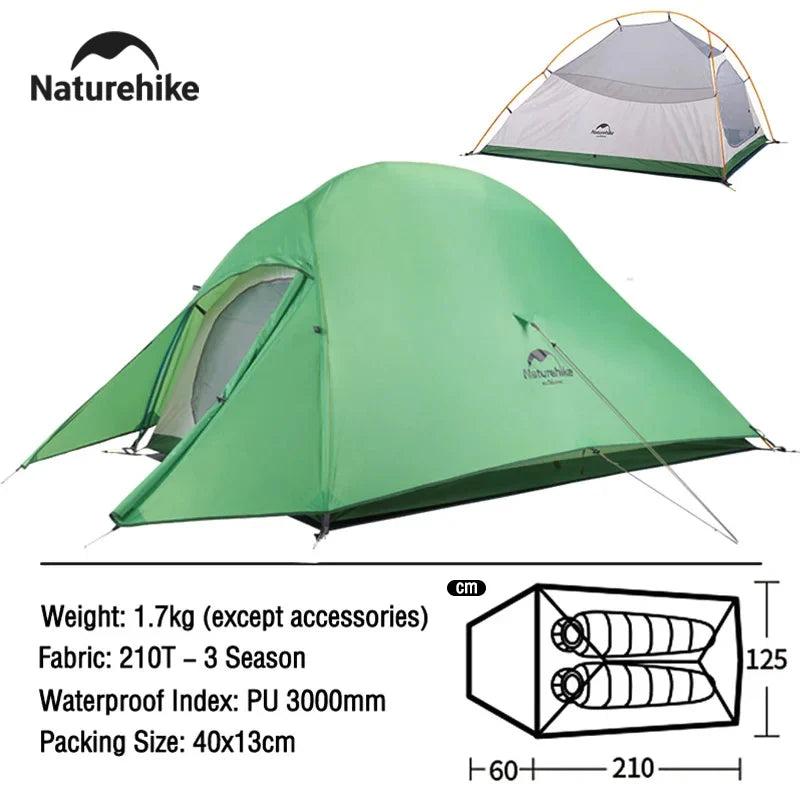 Naturehike Cloud Up 2-Person Camping Tent – Waterproof, Ultralight, Easy Build Beach Tent for Hiking & Backpacking Outdoors