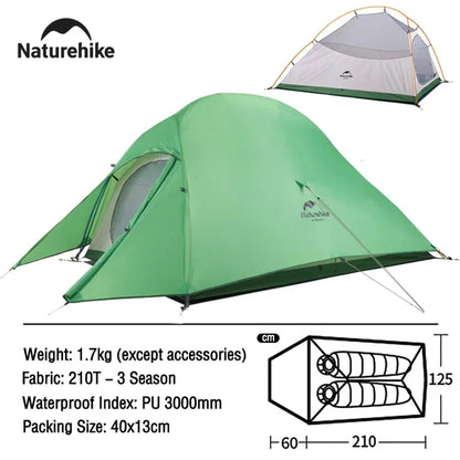 Naturehike Cloud Up 2-Person Camping Tent – Waterproof, Ultralight, Easy Build Beach Tent for Hiking & Backpacking Outdoors