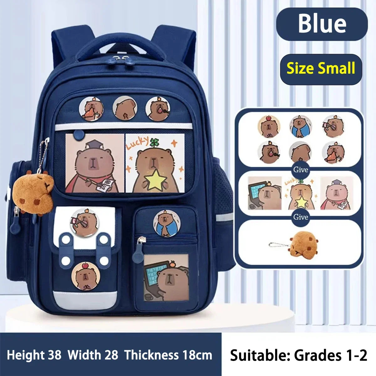 Capybara Waterproof School Backpack | Large Capacity, Ergonomic Straps for Students, Spine-Friendly Gift Bag