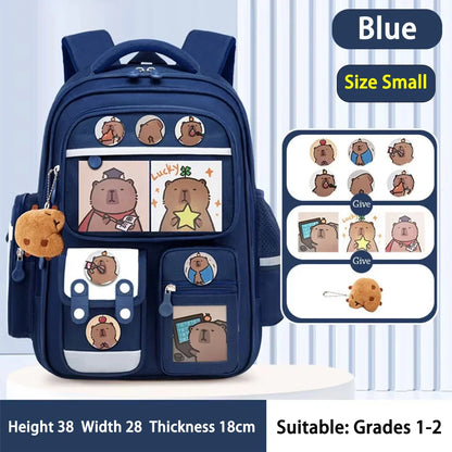 Capybara Waterproof School Backpack | Large Capacity, Ergonomic Straps for Students, Spine-Friendly Gift Bag
