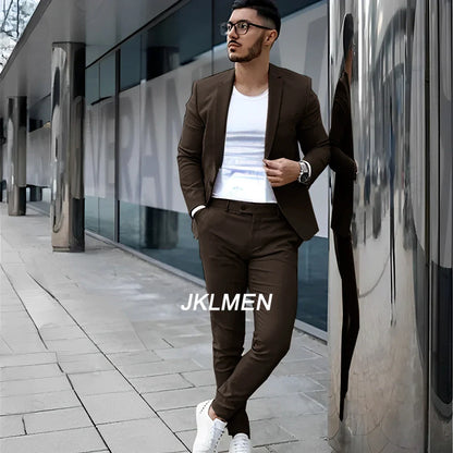 Gray Men’s 2 Piece Suit - Summer Casual Blazer & Pants Set for Wedding, Formal Events and Groom Style XS-5XL