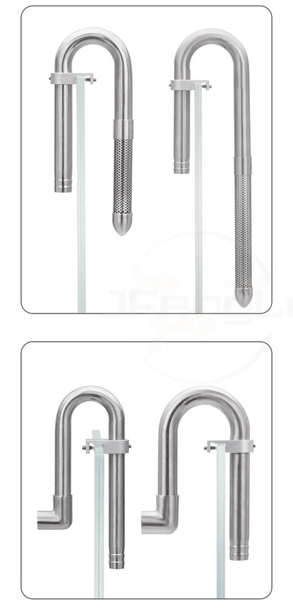 AQUAPRO Mini Stainless Steel Skimmer – Inlet & Outlet Pipes for Aquarium Fish Tanks, Filtro Accessories