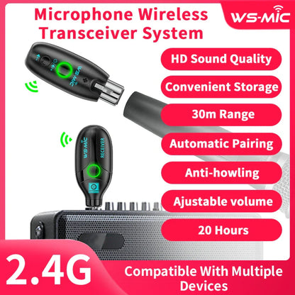 Wireless Microphone System with Dual Transmitters & Receiver – HD Sound Mobile Karaoke & PC Recording Mic Set