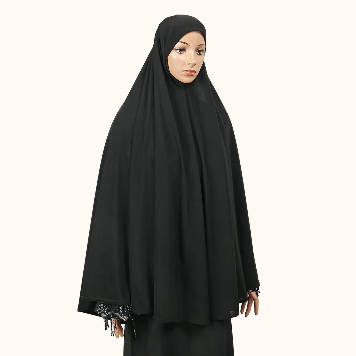 Women’s Full Cover Muslim Abaya – Solid Color Cotton Hemp Inner Hijab & Long Shawl Ramadan Prayer Dress