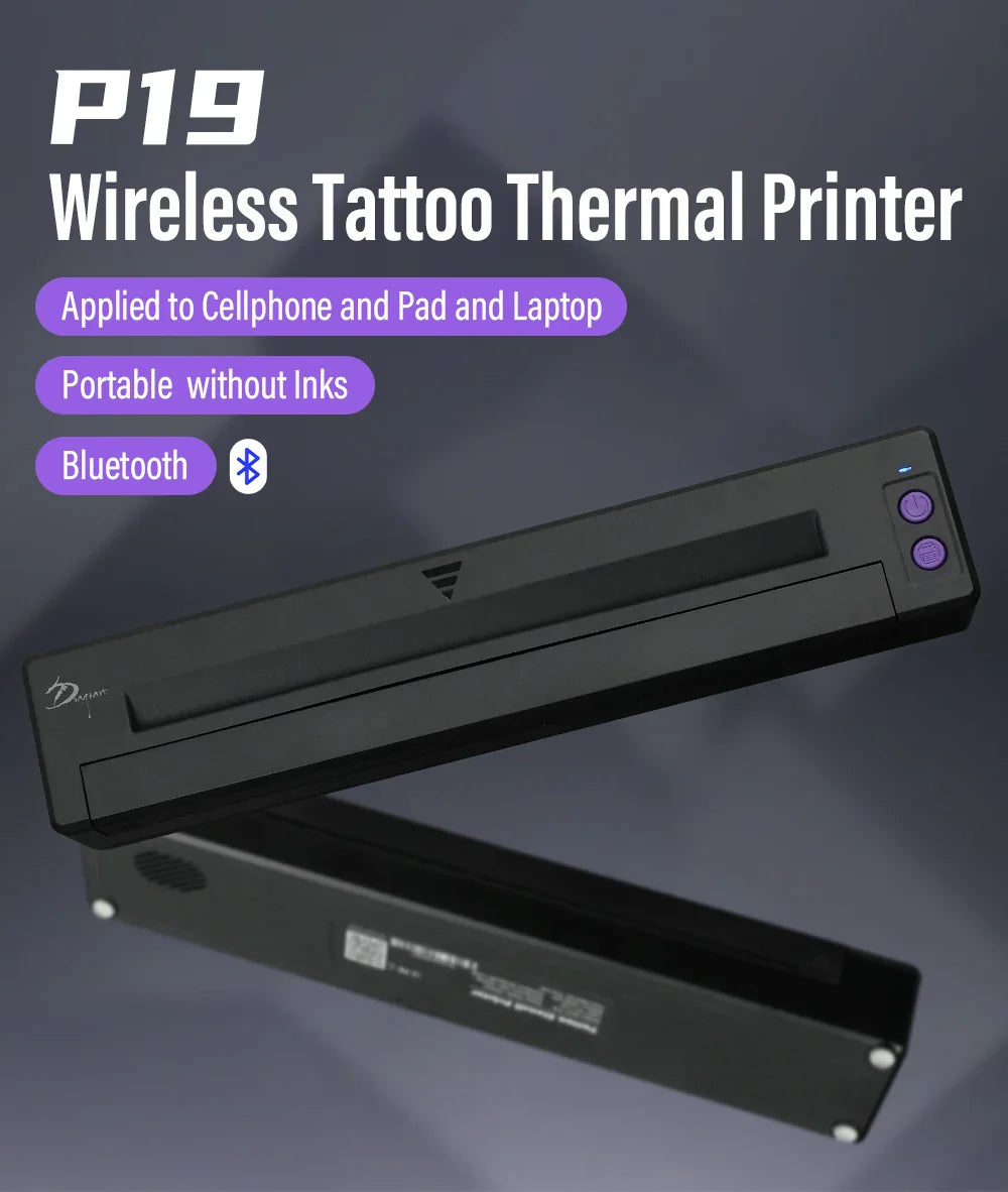 P19 Tattoo Transfer Wireless Stencil Printer – Automatic Fast Printing Portable Device for Small Businesses