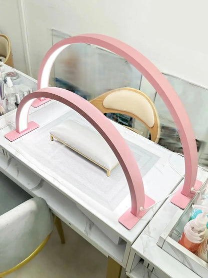 Half-Moon LED Nail Lamp – Adjustable Three-Color Light for Makeup, Beauty, Skincare & Eyebrow Lighting