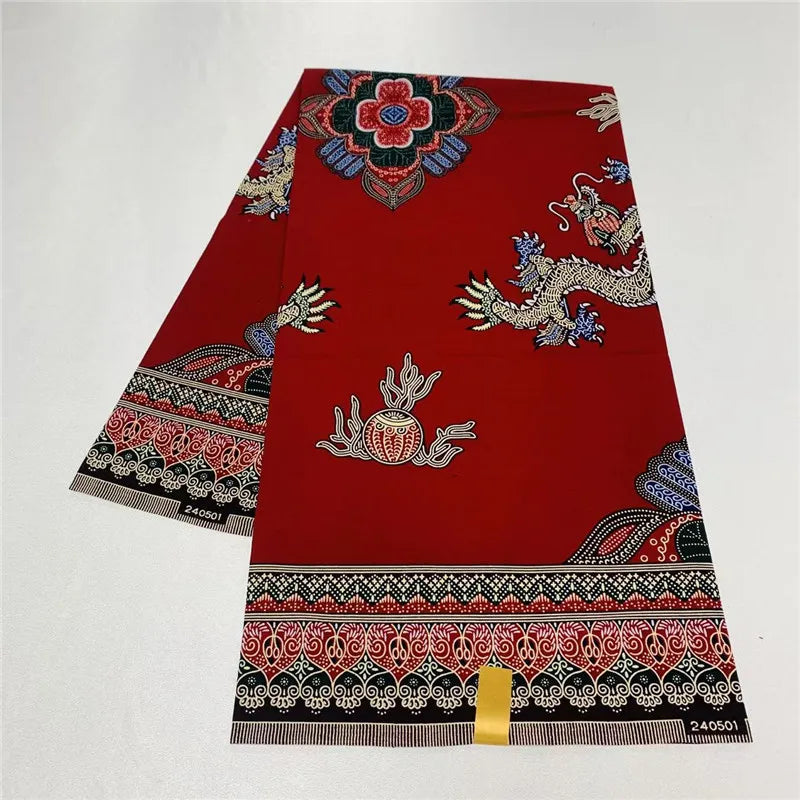 6 Yards African Real Wax Fabric - 100% Cotton Original Ankara Print for Party Dresses K121901