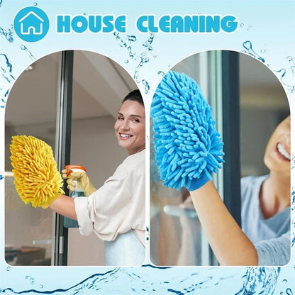1/5pcs Microfiber Car Wash Gloves — Ultra-Absorbent, Scratch-Free Auto Cleaning Sponge Tool
