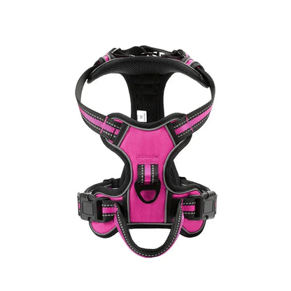 Adjustable No-Pull Reflective Dog Harness – Soft, Breathable Nylon Vest with Leash for Small & Large Dogs