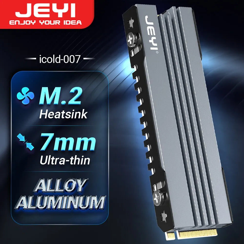 JEYI M.2 SSD Heatsink – 2280 NVMe NGFF Aluminum Cooler with Thermal Silicone Pad for Motherboard & PS5