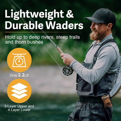 Goture 100% Waterproof Fly Fishing Waders – Breathable Chest Overalls in S, M, L, XL, XXL with Boots