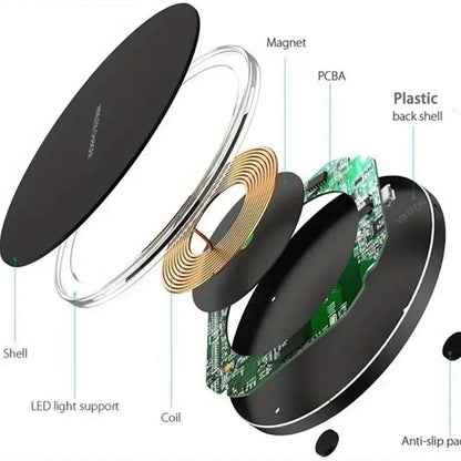 Wireless Phone Charger Stand - Fast Charging Pad Dock for iPhone 16/15/14/13/12/11, Samsung & Xiaomi