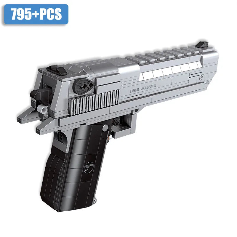 795pcs Desert Eagle Handgun Building Block Set – Military MOC Pistol Toy for Kids & Adults