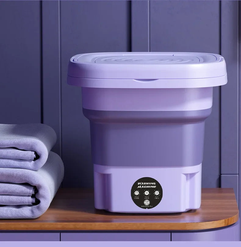 8L Portable Foldable Washing Machine – Mini Washer with Spin Dryer for Socks, Underwear & Panties