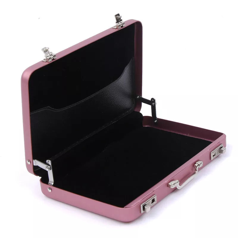 Aluminum Mini Suitcase - Compact Business ID and Credit Card Holder, Bank Card Box, Jewelry Case Organizer - Rectangle Storage Solution