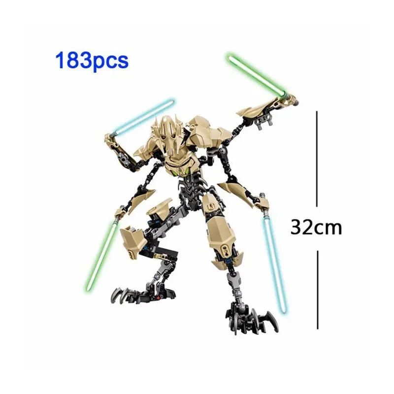 32cm KSZ714 Star Toy Anime General Grievous Action Figure with Lightsaber Building Blocks Model – Robot Combat Gift