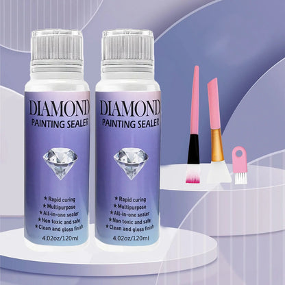 60ML/120ML/200ML Diamond Painting Sealer – Glue with 3 Brushes for Permanent Hold & Shine Effect, Puzzle Art Sealer