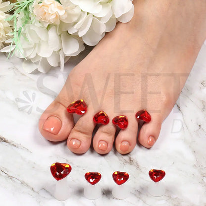 8 Pcs Silicone Toe Separator Pedicure Tools - Cute Daisy Flower Heart Design with Rhinestones, Soft and Effective Foot Care Kit (BES13)