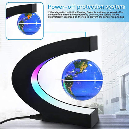Floating Globe LED World Map: Magnetic Levitation Antigravity Lamp | Novelty Ball Light for Home Decor, Birthday Gifts