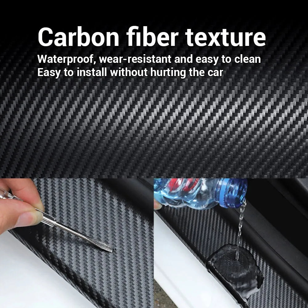 Nano Carbon Fiber Car Door Sill Protector Sticker: Anti-Scratch DIY Paste Strip for Auto Side Mirror Protection Tape Film