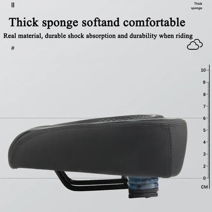 Comfortable Bicycle Saddle - Double Shock Absorption Wide Cushion for MTB, Road & Commuter Bikes