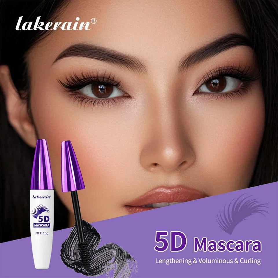Red Wine Brown 5D Mascara — 3D Curling, Waterproof, Non-Smudge, Fast-Dry Eyelash Extension Makeup