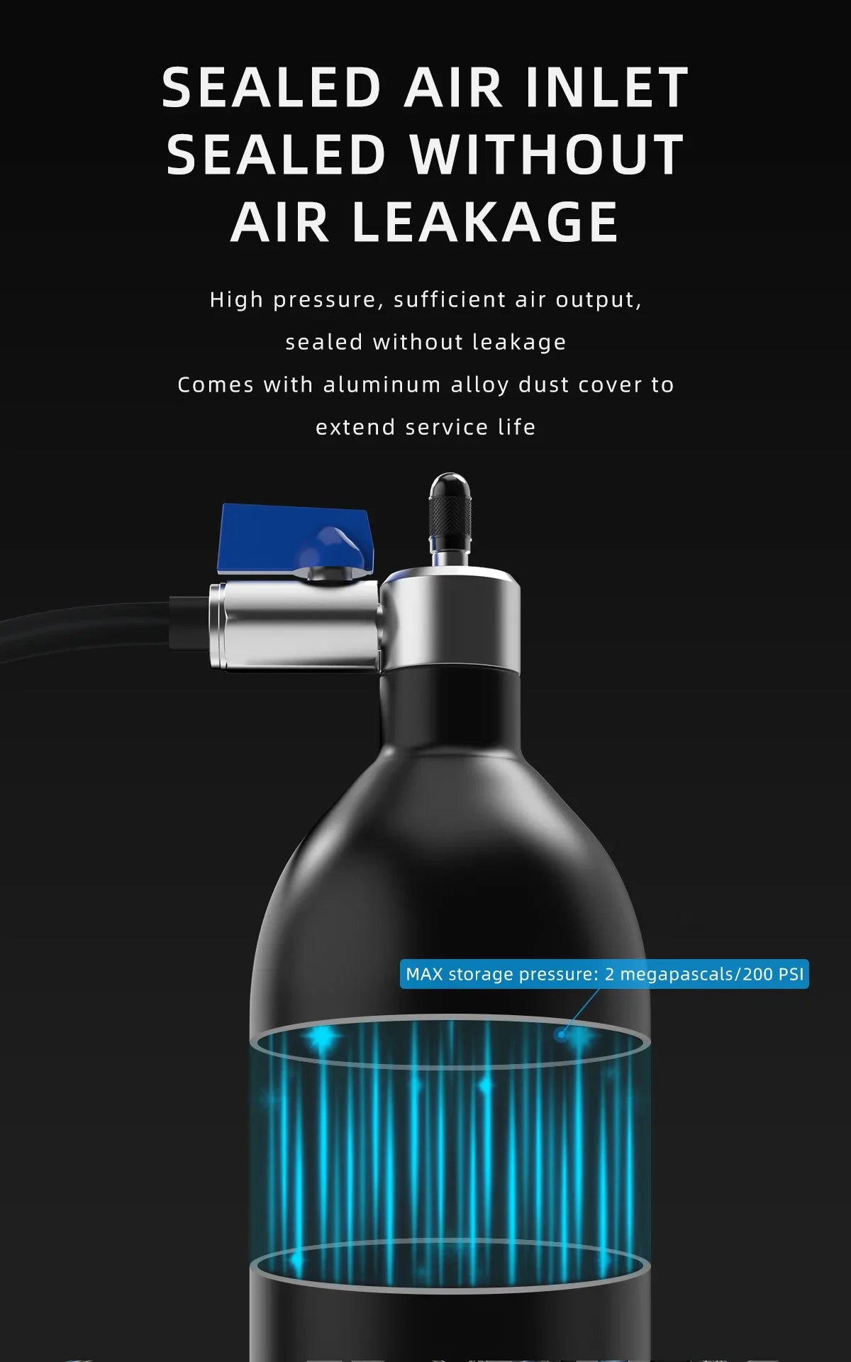CYCLAMI 1.2L Aluminum Tire Booster – MTB & Road Bike Tubeless Inflator Air Bottle with Valve Cylinder