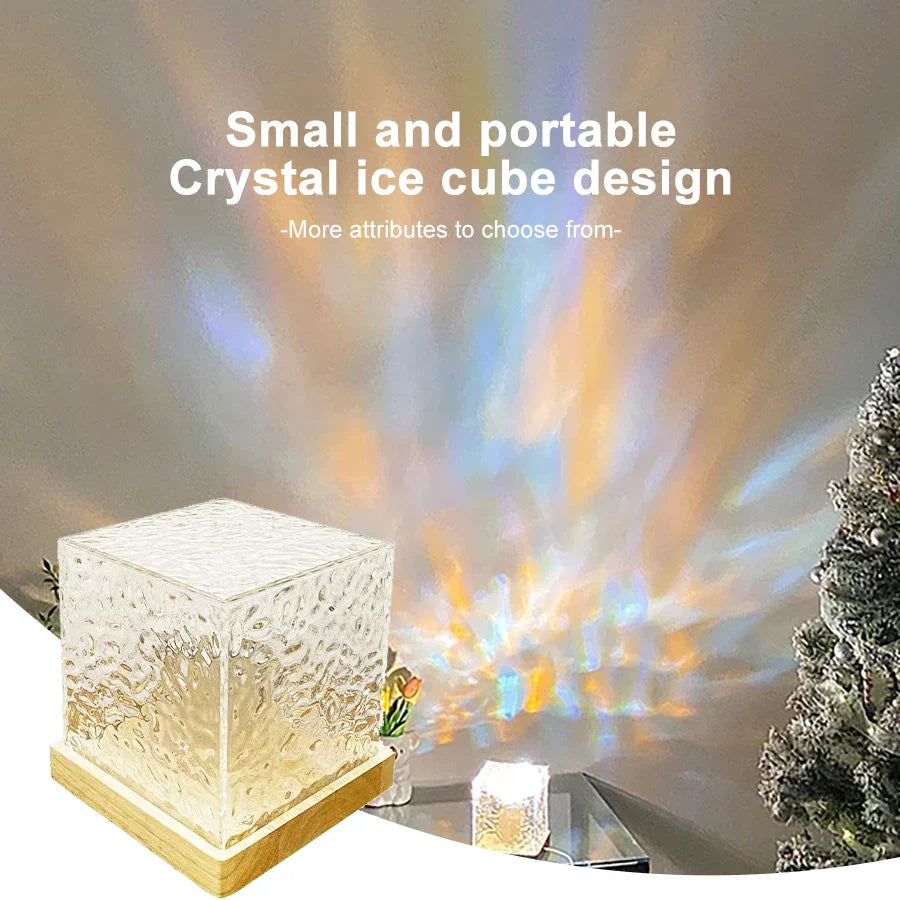 Dynamic Rotating Water Ripple Projector Night Light – 16 Color Flame Crystal Lamp for Living Room, Study, and Bedroom
