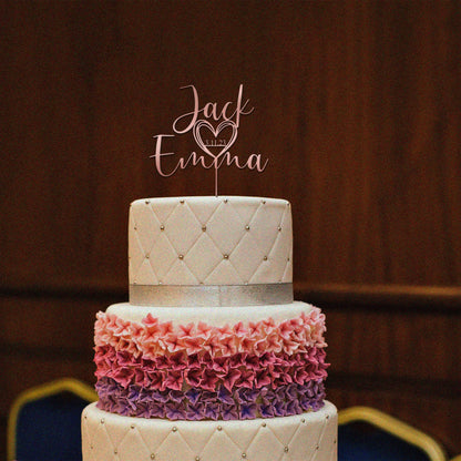 Personalized Acrylic Wedding Cake Topper – Custom Script with Date, Rustic Party Cake Decoration