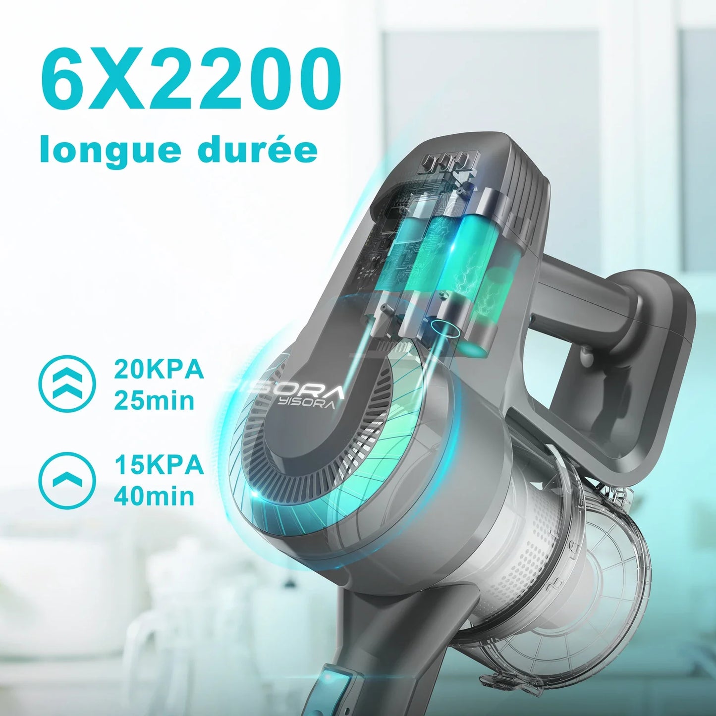 YISORA N300 Cordless Upright Vacuum Cleaner - 20Kpa Ultra Lightweight Stick Vacuum for Carpet, Hard Floor, Car, and Pet Hair