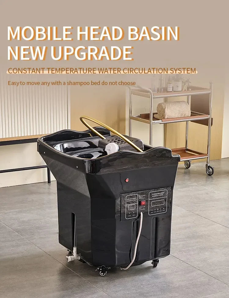 Portable Black Head Spa Shampoo Chair with Water Tank – Mobile Salon Basin