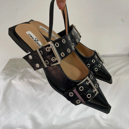 Women’s Pointed Toe Slingback Sandals – 2025 Spring Fashion Flats, Large Sizes