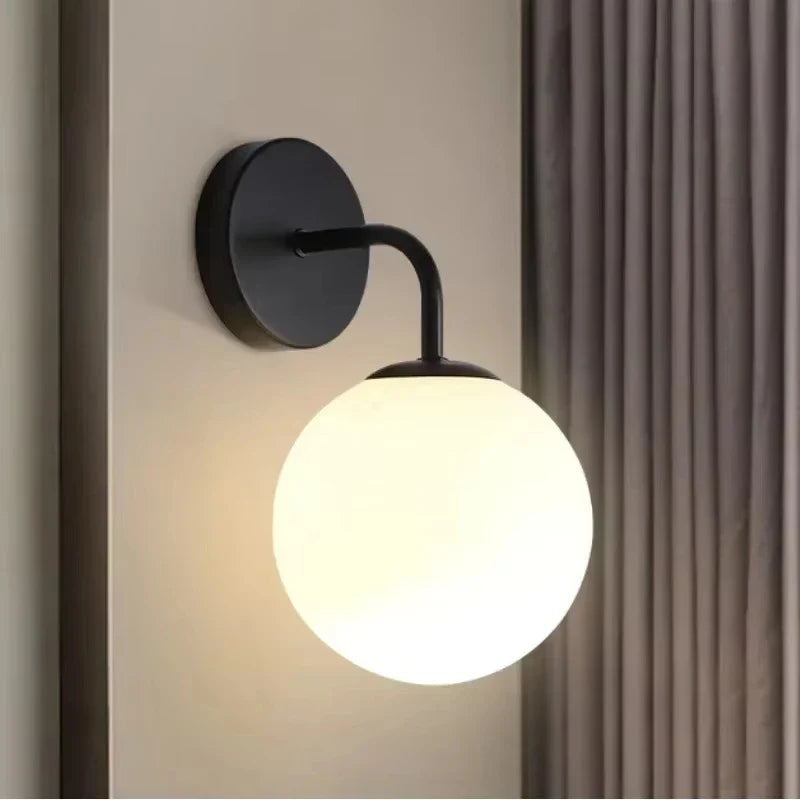 Nordic Modern Glass Wall Lamp – Bedside & Indoor Decorative Lighting for Bedroom, Living Room, Study