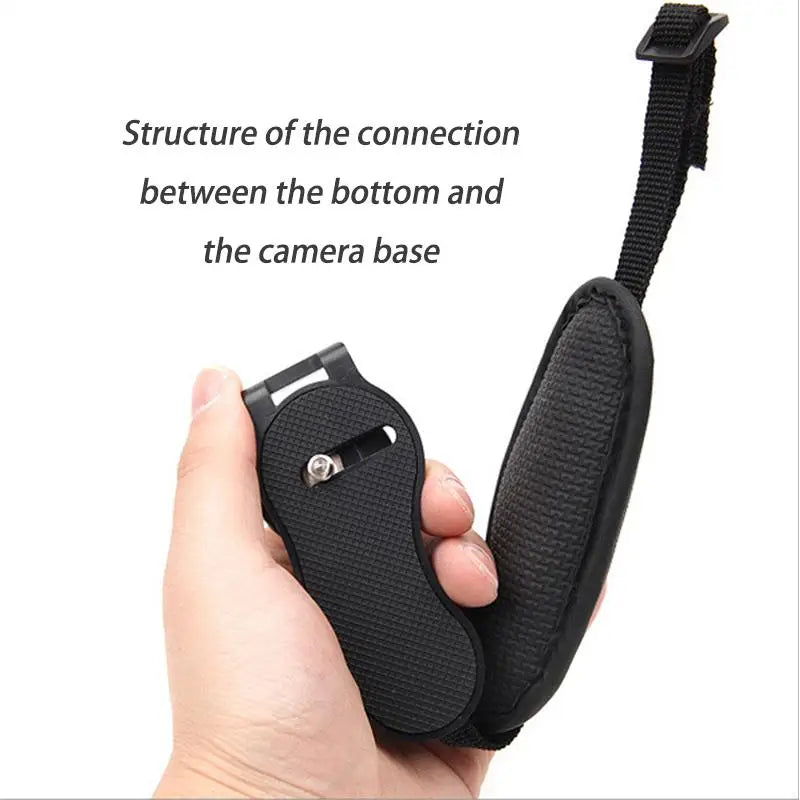 PU Leather Camera Wrist Strap — Hand Grip for DSLR Cameras, Compatible with Nikon & Canon, High-Quality Black