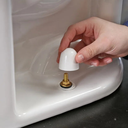 2pcs Universal Round Toilet Bolt Covers – Plastic Push-In Caps with Washers, Easy Install Bathroom Hardware Fix Kit