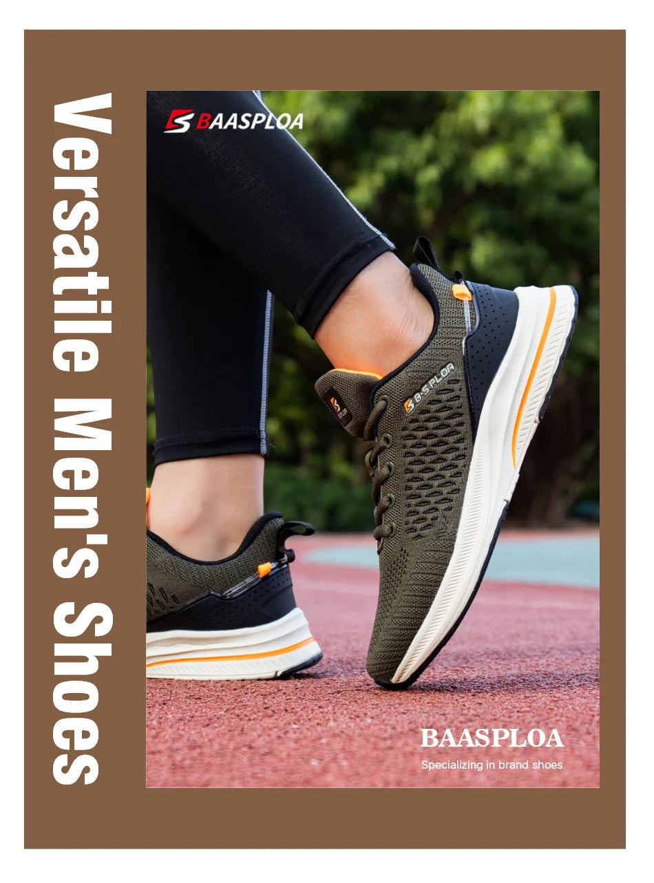 Baasploa Men’s Sport Shoes – Breathable Mesh Running & Casual Sneakers, Non-Slip Comfortable Outdoor Walking Shoes