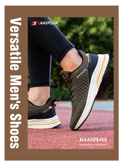 Baasploa Men’s Sport Shoes – Breathable Mesh Running & Casual Sneakers, Non-Slip Comfortable Outdoor Walking Shoes