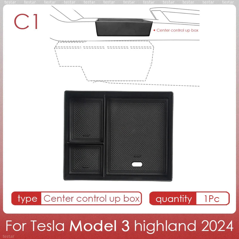 Tesla Model 3 Highland 2024 Center Console Storage Box – Armrest Organizer Accessory for Model 3 Stowing & Tidying