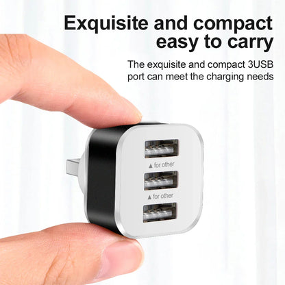 3 Port USB Adapter - 3 in 1 Multiple USB Interface Extender for Tablets, Laptops, and Auto Electronics Charger