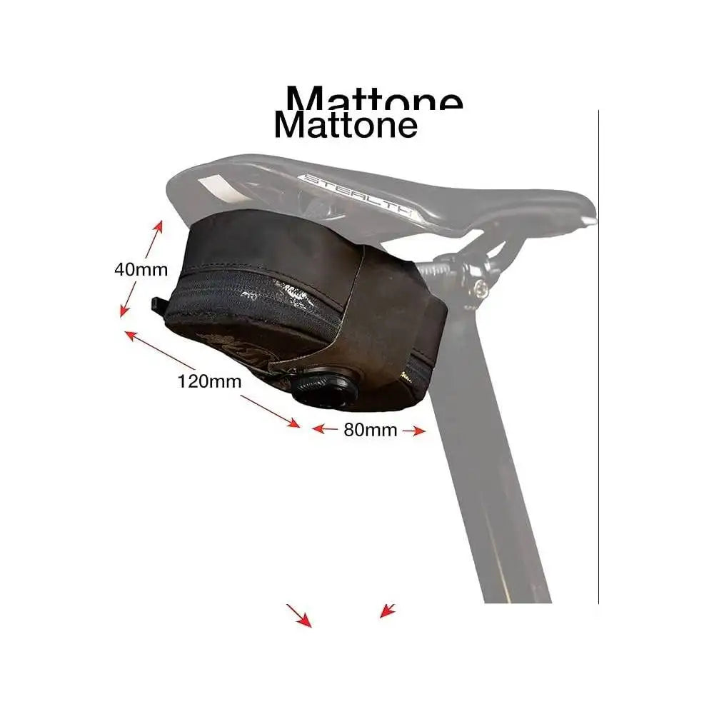 Mattone Under-Seat Bike Bag — Small Black Waterproof Zipper Pouch with BOA Mounting System