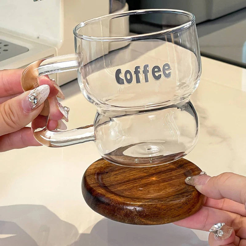 American-Style Transparent Glass Cup – Coffee, Juice & Cold Drink Mug for Home & Office