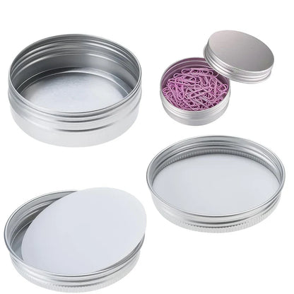 1/5/10pcs Empty Silver Aluminum Tins – 5-250ml Screw Top Round Containers for Candles, Spices & Storage